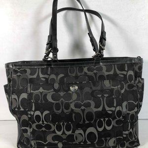 COACH Black Signature Optic Op Art Logo Baby Diaper Bag Tote